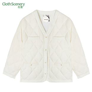 布景羽绒服女2025年冬季新款气质v领宽松白鸭绒保暖白色外套0151