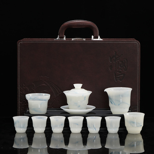 水墨璞玉瓷茶具套装家用高档轻奢功夫陶瓷盖碗茶杯茶壶茶杯礼盒装