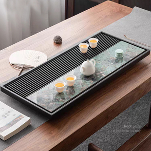 整块天然乌金石茶盘国画石原石高端轻奢茶海家用客厅办公茶具茶台