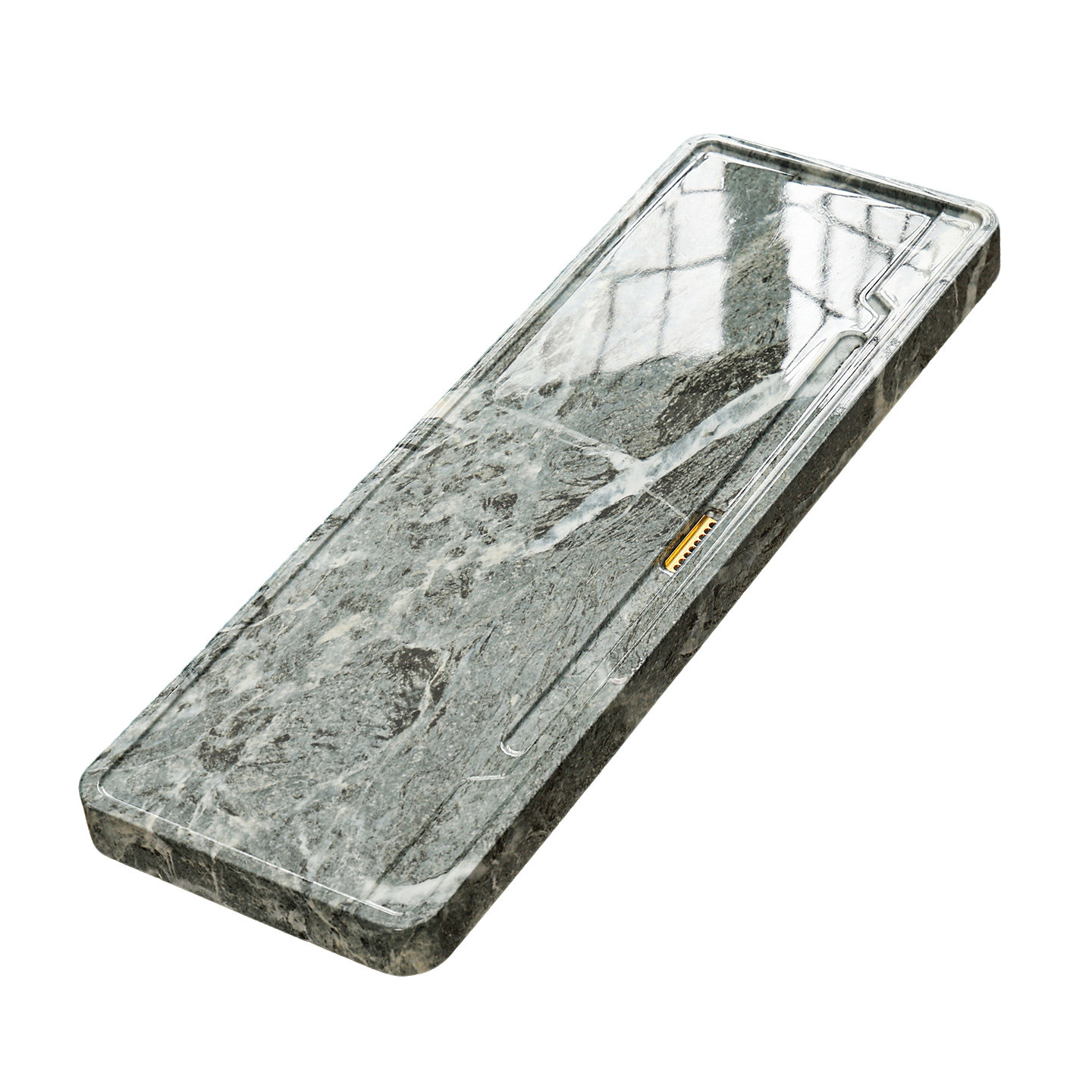 新中式大理石纹理茶盘轻奢功夫茶具仿玉石茶台排水式家用茶桌茶托