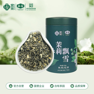 茉莉飘雪特级浓香茶叶自己喝茉莉绿茶50g罐 采花毛尖