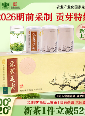 2026新茶上市采花毛尖明前五峰炒青绿茶贡芽特级茶叶礼盒梅款192g
