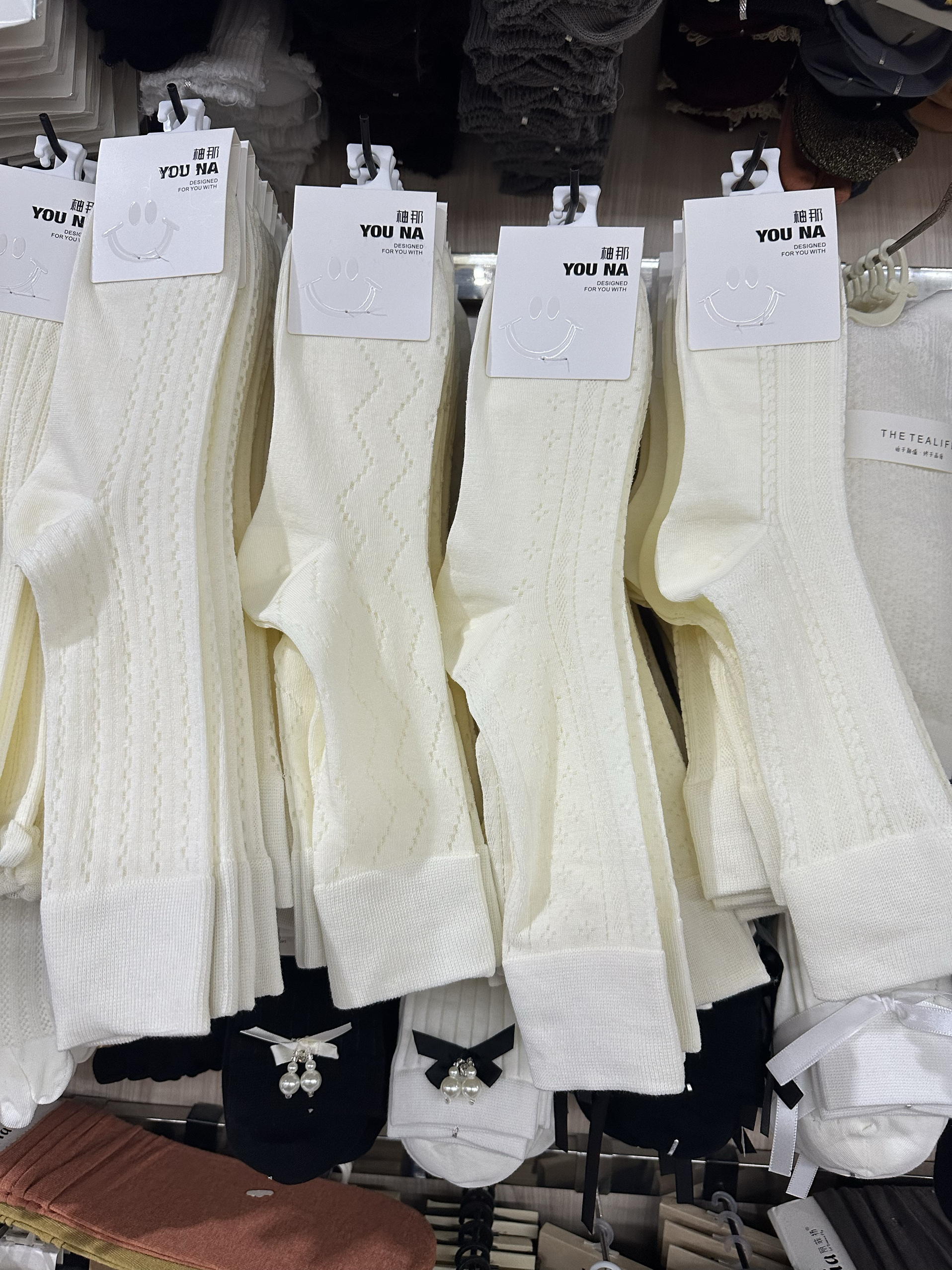 5双包邮柚那加长堆堆袜子女白色中筒袜夏季薄款纯棉长袜网眼透气