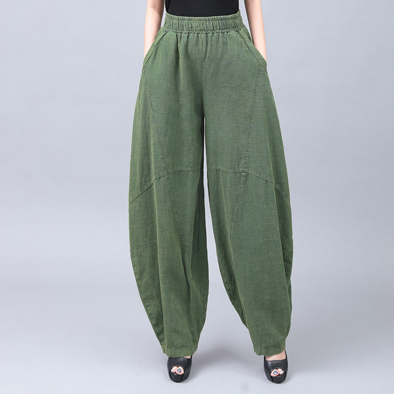 苎麻砂洗垂感灯笼裤女士休闲裤宽松复古棉麻裤高腰大码哈伦裤春夏,女装/女士精品,休闲裤,淘宝优惠券,粉丝福利购,淘宝优惠卷