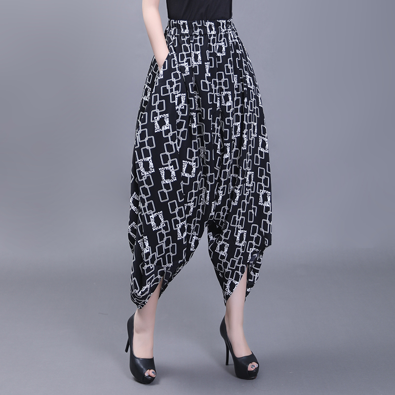 高腰冰丝雪纺薄款七分裤