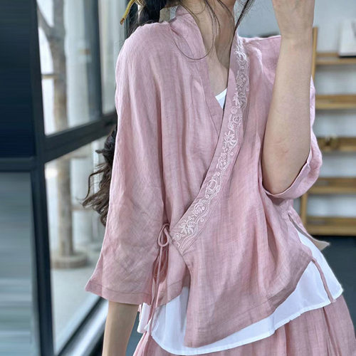 文艺夏季个性复古风棉麻套装