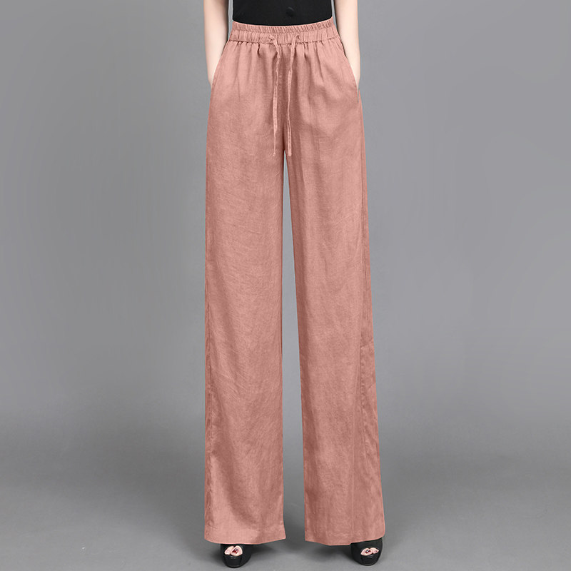 品牌折扣女外贸胖MM遮肉显瘦棉麻阔腿裤宽松毛边洗水亚麻休闲长裤,女装/女士精品,休闲裤,淘宝优惠券,粉丝福利购,淘宝优惠卷