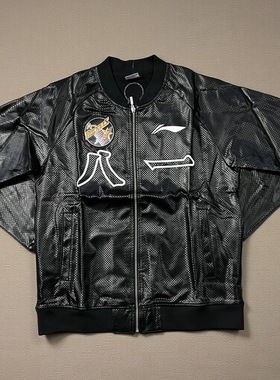 李宁赞助CBA八一队男子篮球出场服秋冬运动防水夹克外套卫衣