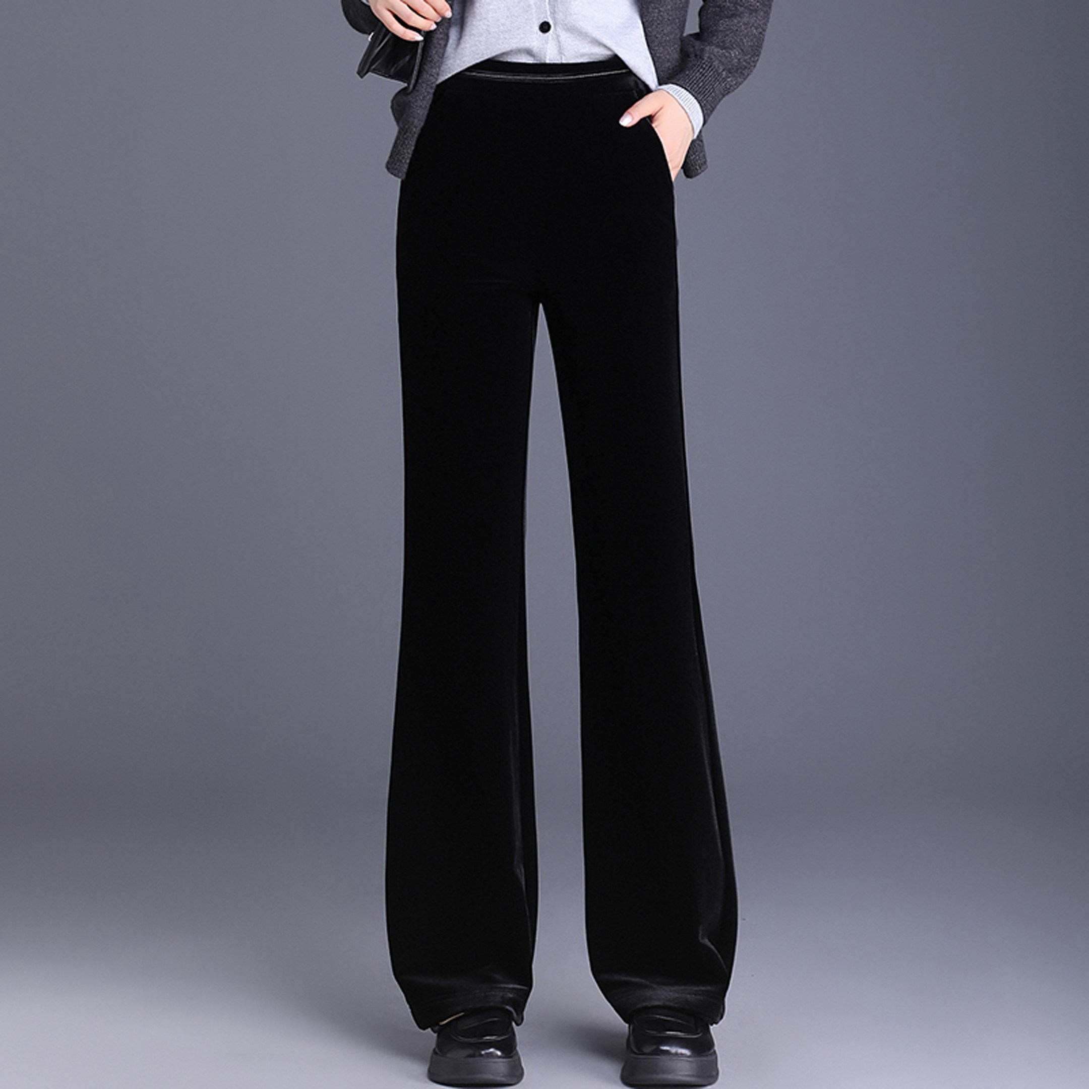 2026新款金丝绒微喇叭裤女春秋高腰显瘦垂感百搭休闲裤女士裤子