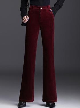 2025秋冬纯棉微喇裤女新款高腰弹力灯芯绒裤子条绒裤女士休闲裤