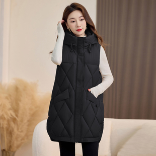 宽松棉马夹女士坎肩外套 大码 2025新款 羽绒棉马甲女外穿秋冬中长款