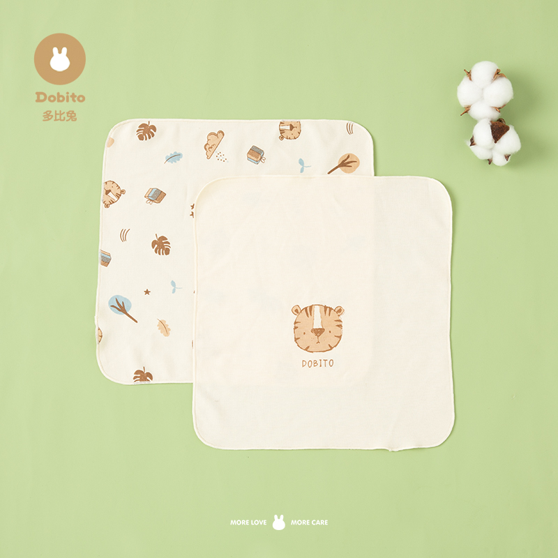 多比兔纯棉口水巾婴儿薄款小手帕新生儿薄款洗脸巾宝宝方巾