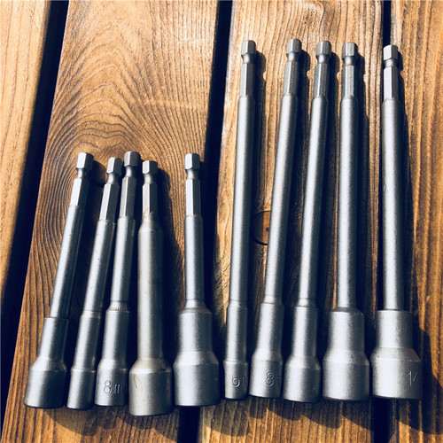 加长气动起子套筒250mm强磁气动套筒内六角柄外六角批头电动套头