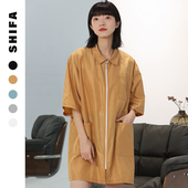 技师衣 罩衣中大工焗油染发长袖 发廊美发工作服加长款 剪发围裙短袖