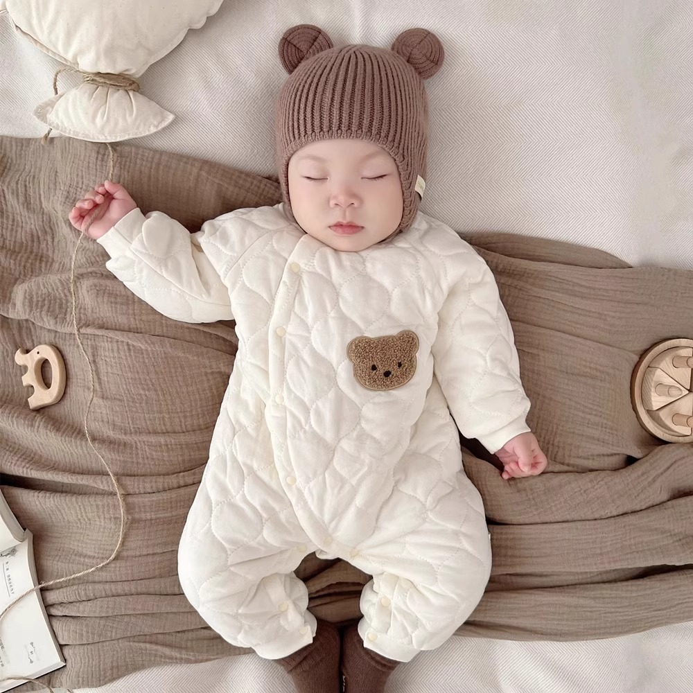婴儿衣服宝宝夹棉棉衣连体衣爬服