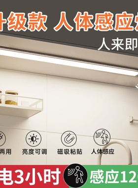 超薄氛围灯带led灯条人体自动感应橱柜灯衣柜酒柜无线自粘柜底灯