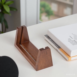 榉木U型发光底座日台历架亚克力展示画相框LED小夜灯实木质灯