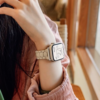 适用苹果s11手表iwatch10表带applewatch9新款S8小蛮腰树脂7秋冬女SE可爱运动6透气高级ultra3/2智能创意腕带