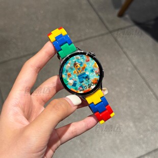 适用于vivowatch5表带watchgt2乐高积木watch3夏季iqoowatchgt2树脂秋季创意智能gt男女透气个性卡通配件腕带