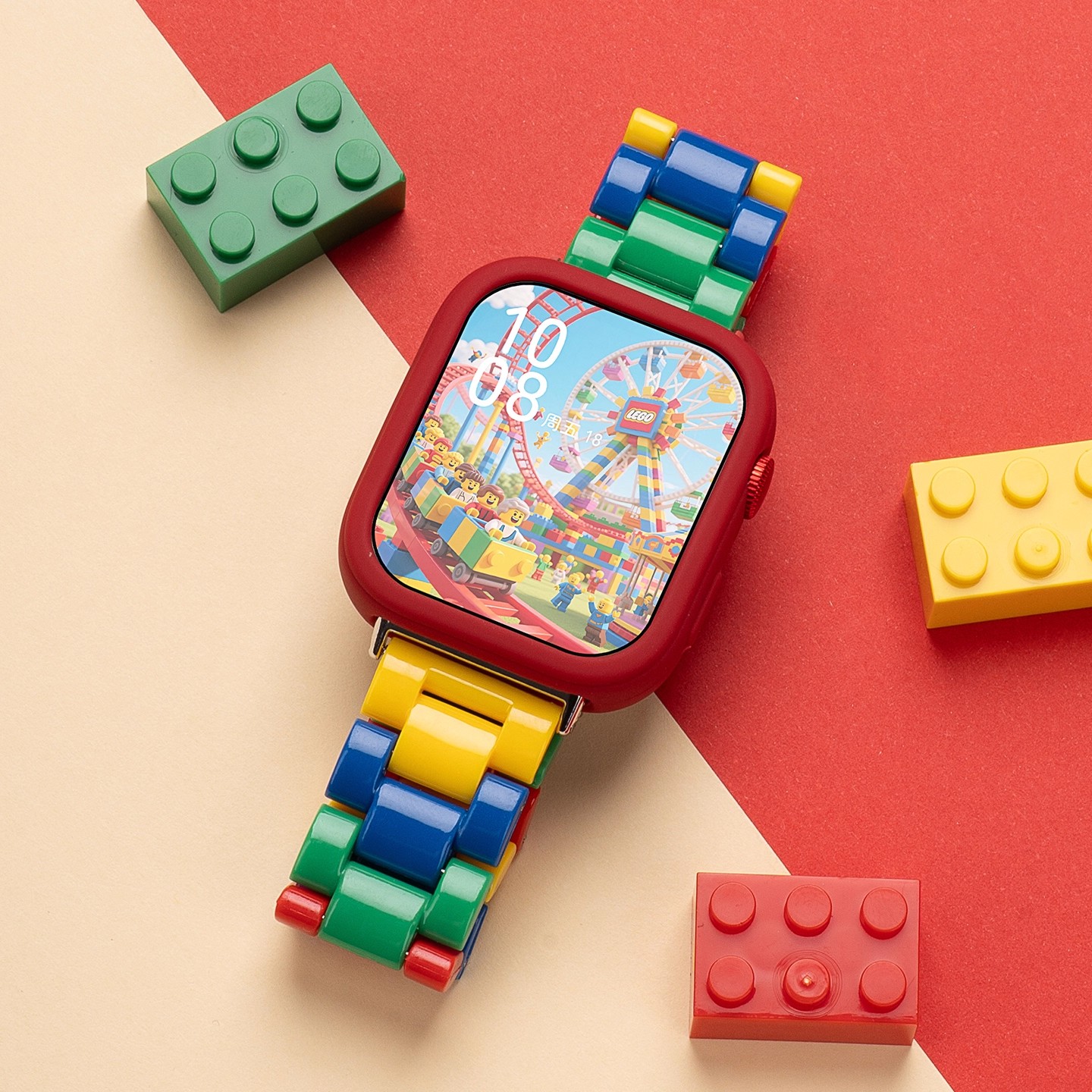 适用华为fit4表带fit3乐高积木树脂表带fit4pro女款高级华为watch Fit2系列智能男夏季透气女士简约运动腕带