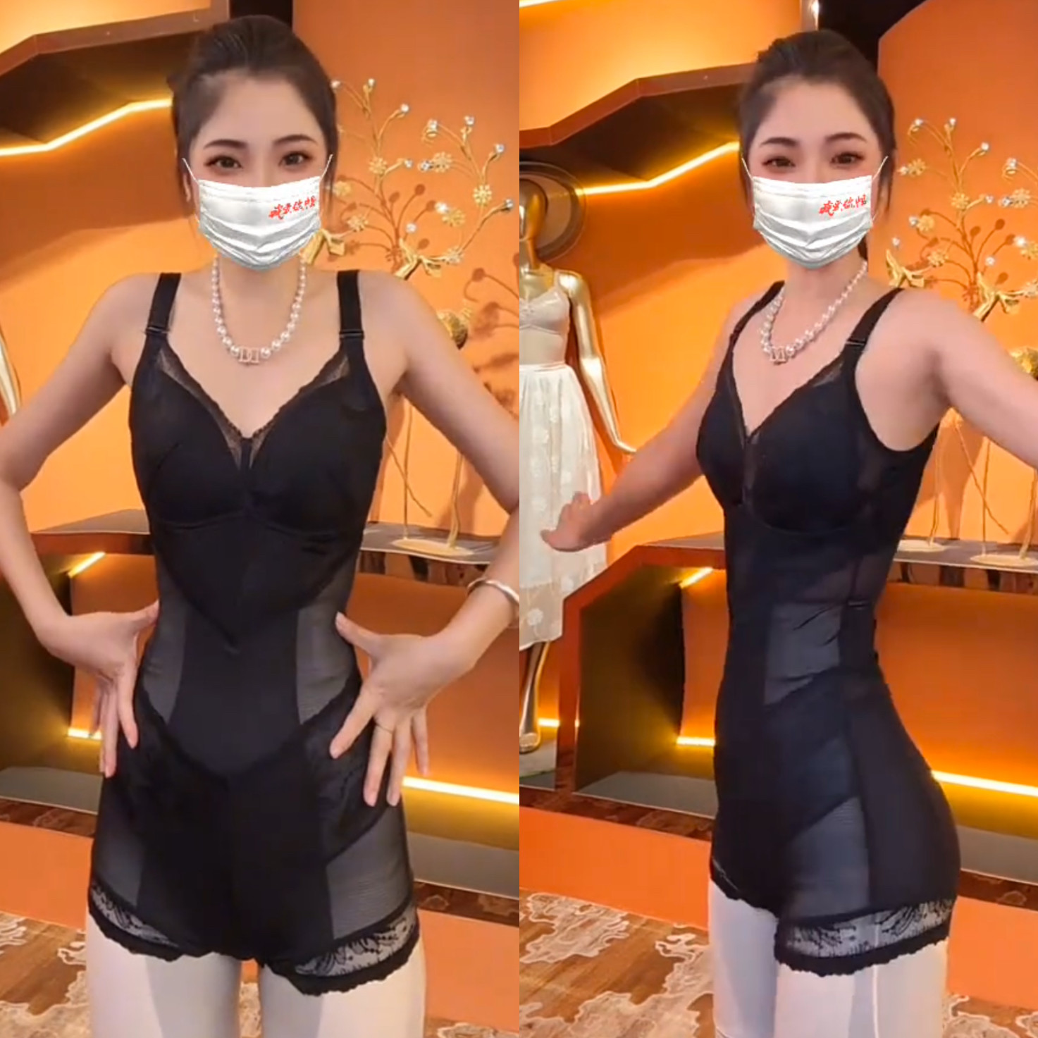 黑绷带塑身衣一体固定罩杯不跑杯收副乳收腹轻薄束腰体衣女