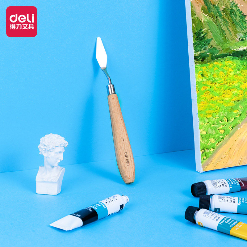 得力73902油画刀美术刮刀专业绘画尖头平头多款可选油画专用不锈钢刀