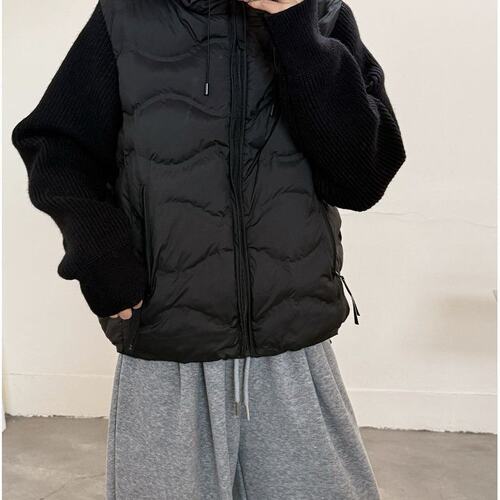 张贝贝ibell压胶直冲蓬松减龄保暖针织拼接轻羽绒棉服外套女
