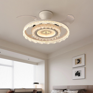 卧室饭厅吊扇灯2025新款 儿童房间灯隐形静音两用吊灯电风扇一体轻