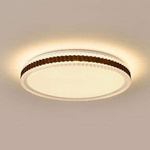 中古风胡桃木纹卧室吸顶灯主卧房间灯书房灯护眼LED儿童房吸顶灯