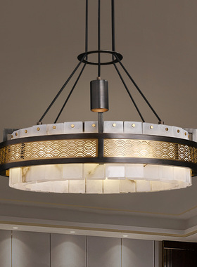 全铜云石客厅主吊灯现代高级大气新中式别墅餐厅书房卧室房间茶室