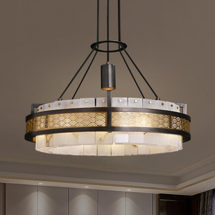 全铜云石客厅主吊灯现代高级大气新中式别墅饭厅书房卧室房间茶室