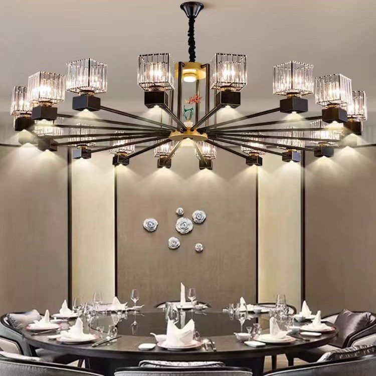 新中式包厢吊灯圆桌带射灯餐饮火锅古典餐厅饭店包房酒店民宿灯具