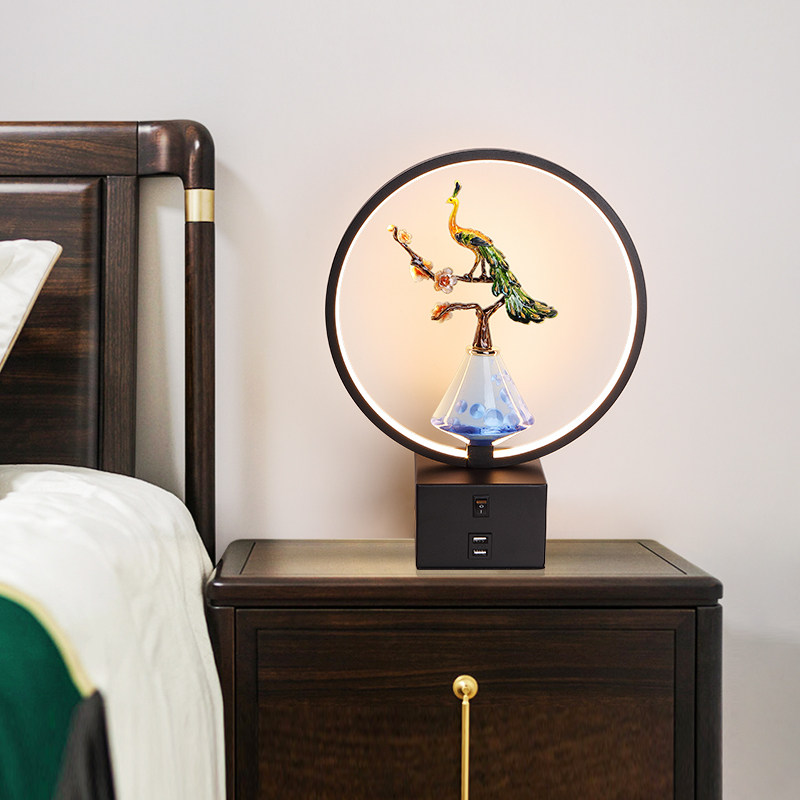 新中式台灯中国风陶瓷禅意花鸟装饰led样板间酒店客厅卧室床头灯