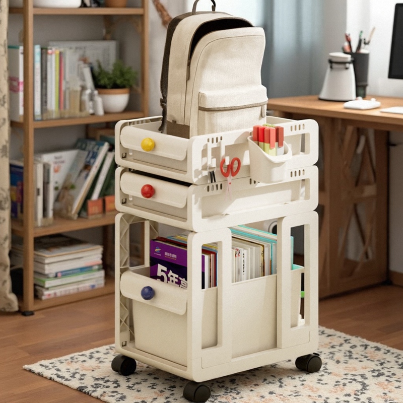 桌下书包置物架小推车带轮