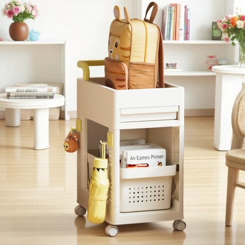 书包置物架可移动多层小推车落地学生放桌边书架桌下书本收纳神器 - 封面