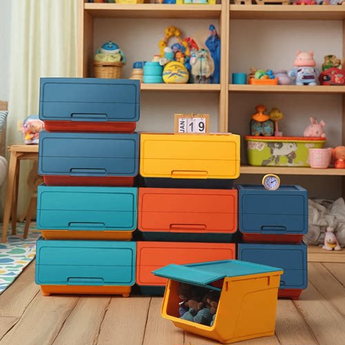 前开式翻盖玩具收纳箱