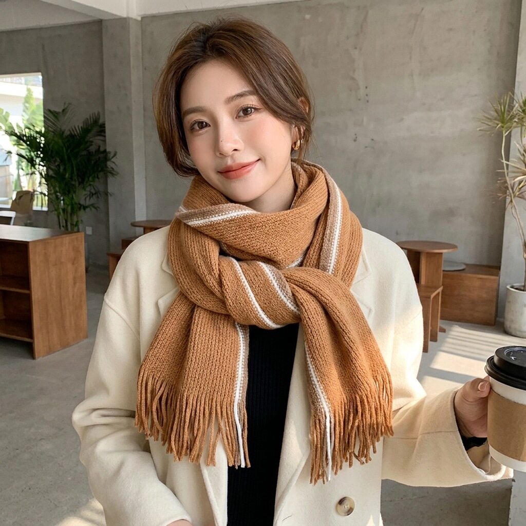 韩版ins风潮流围巾秋冬季女仿羊绒时尚优雅气质百搭流苏保暖披肩