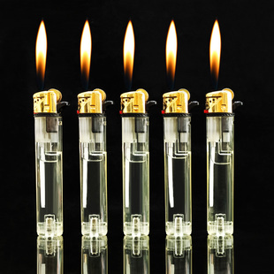创意充气打火机超市热卖 新款 迷你透明砂轮椭圆柱明火打火机个性
