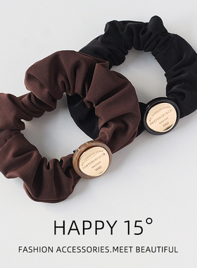 法式黑金圆形字母小肠发圈头绳女高级感简约扎头发皮筋绑马尾发绳