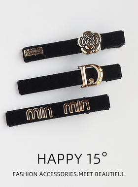 小香风植绒一字夹女2024新款高级感发夹法式发卡前额侧边夹子头饰