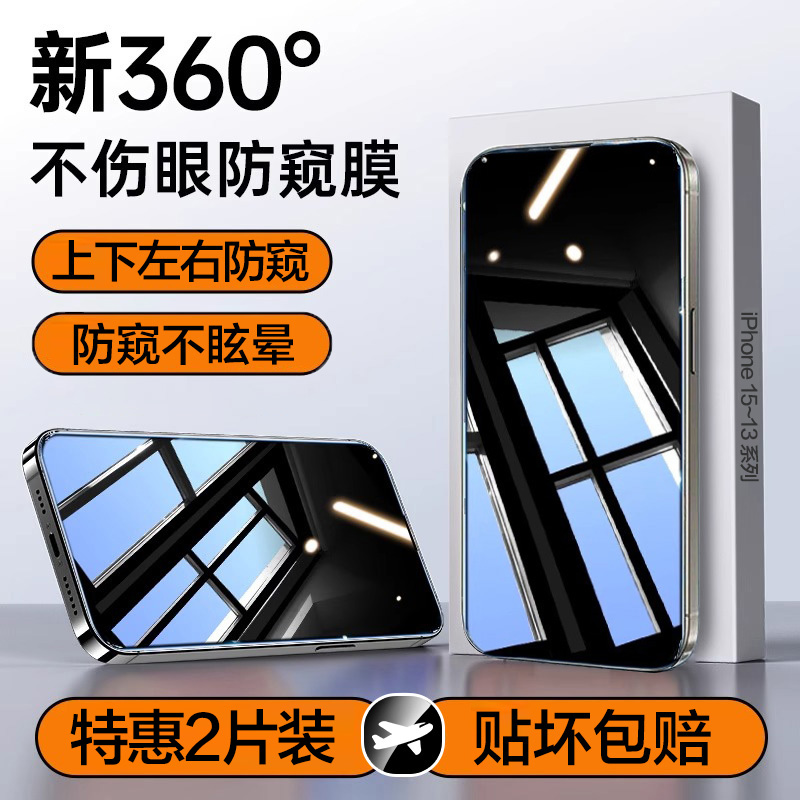 【360度防窥膜】苹果15~13钢化膜