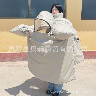 25款电动车挡风被亲子款双面罩加大加厚可带护肩可开叉电摩电三轮