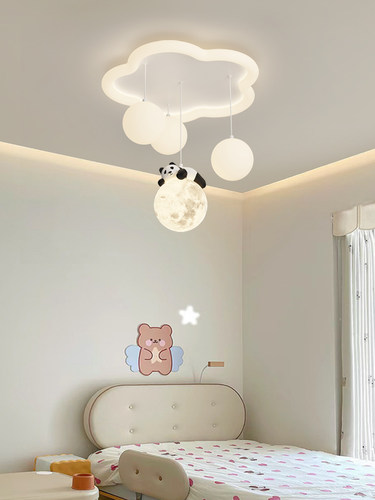 明卓照明全光谱护眼儿童房吸顶灯小熊可爱男孩女孩卧室灯月亮吊灯
