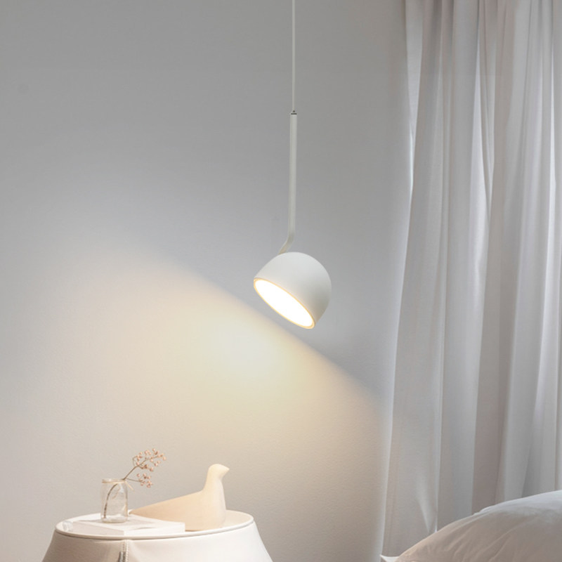 床头吊灯北欧现代简约小吊灯创意个性极简单头卧室吊线灯高度可调