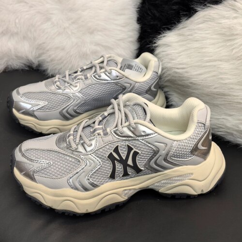 MLB 纽约洋基队 百搭增高老爹鞋 男女同款 银灰色3ASHW075N-50SIS