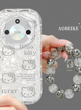 适用于华为荣耀50手机壳秋季新款x40/30i个性简约手链x10全包防摔透明9xpro奶油纹保护套x20se白贝壳纹卡8x女