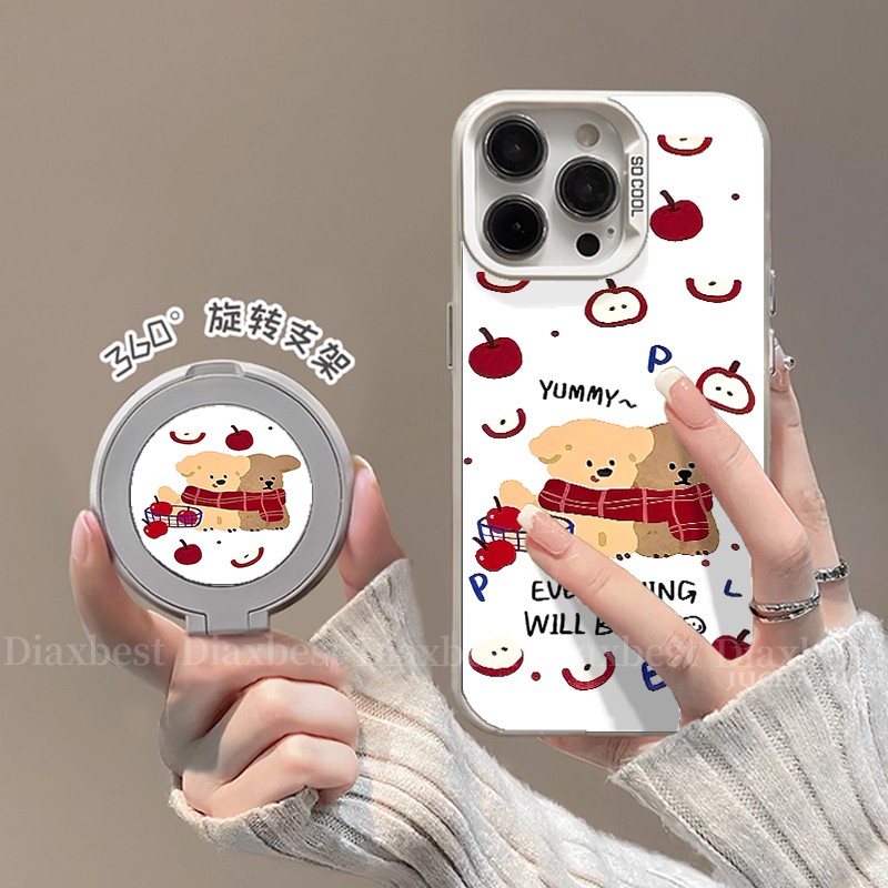 红苹果狗适用vivoy200手机壳5g新款y100i旋转支架y78+磨砂彩银y76s/y73s/y52s防摔支点壳y38/y36/y35全包女硬