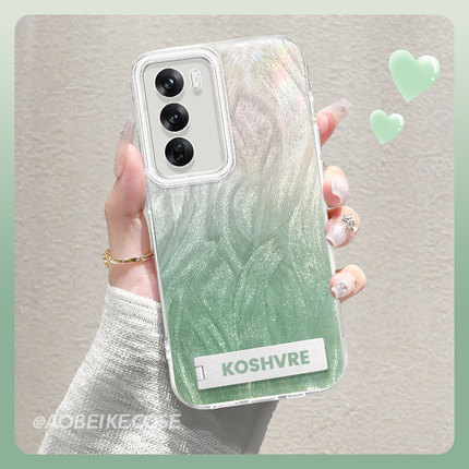 适用于opporeno12手机壳渐变紫11/10Pro高级小众镭射羽纱Reno9带金属支架7se新款Findx6个性ins晕染5k带挂绳