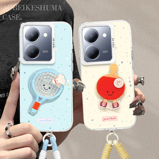 趣味卡通支架适用于vivoY78手机壳防摔不顶膜76s散热彩银硬壳Y73羽毛球52s乒乓球50/38便携带挂绳Y36大孔男女