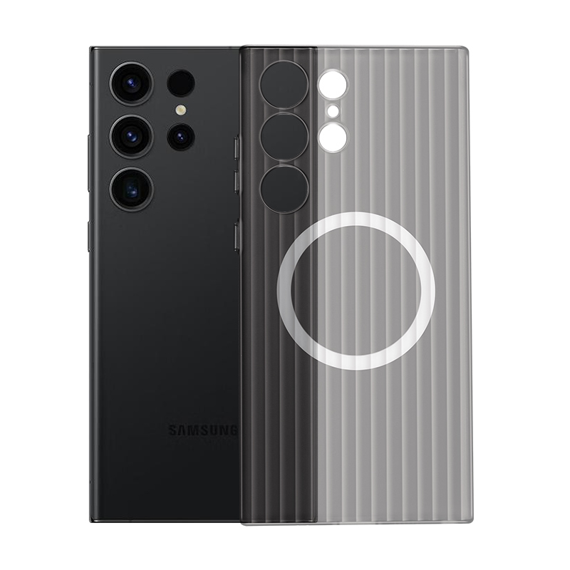 适用三星S24手机壳新款GalaxyS25Ultra瓦楞S24+超薄PP壳S23十透明光栅S23行李箱纹magsafe磁吸防摔简约硬壳